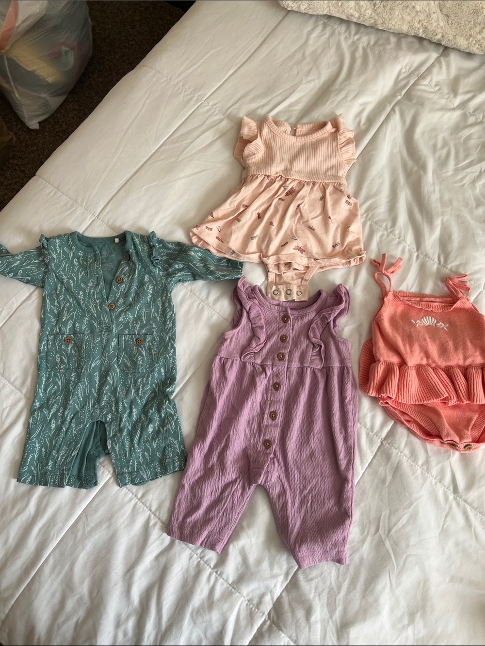 Baby Girls' Mixed One-Piece Rompers - Pink, Mauve, Teal, Coral